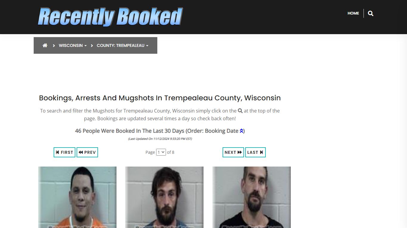 Bookings, Arrests and Mugshots in Trempealeau County, Wisconsin