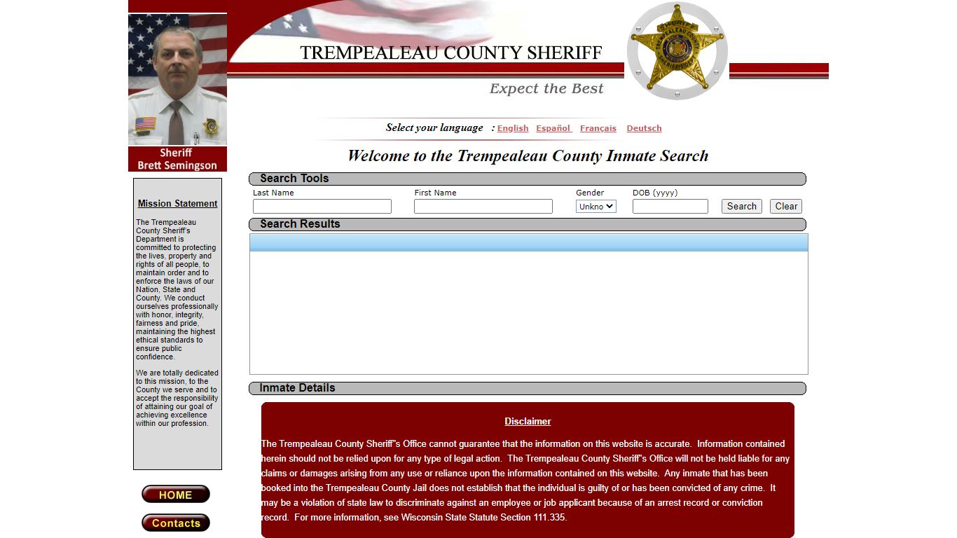 :: Trempealeau County :: Inmate Locator