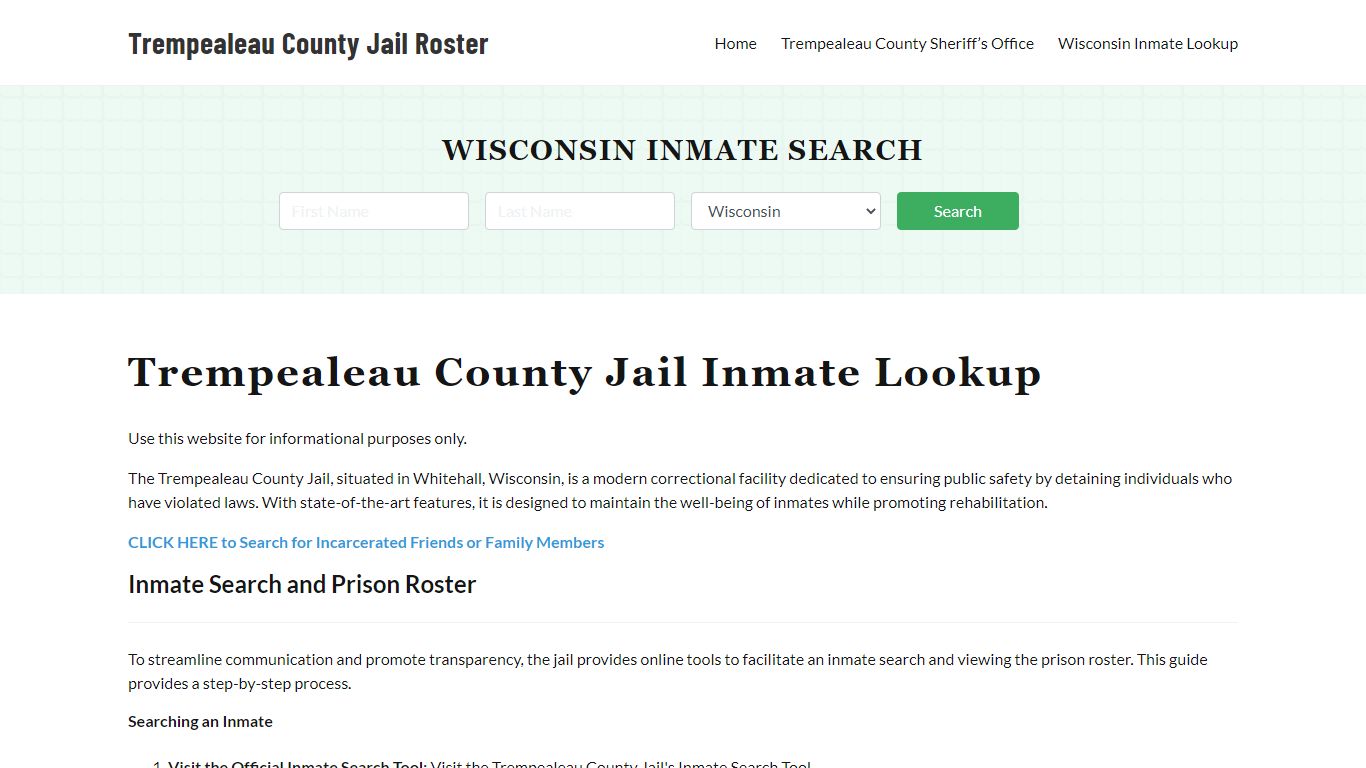 Trempealeau County Jail Roster Lookup, WI, Inmate Search